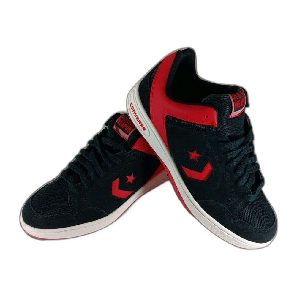 Converse Weapon Low Mens 11 Black Red Vintage White Suede A10601C Sneakers NEW